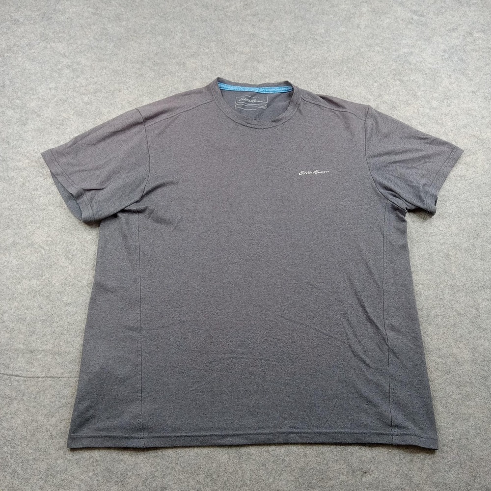 Eddie Bauer Shirt Mens Medium Gray Performance Crewneck Logo Tee Polyester Soft